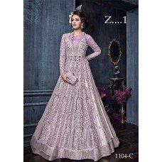 22004-A LILAC HEAVY EMBROIDERED INDIAN BRIDAL WESTERN STYLE GOWN
